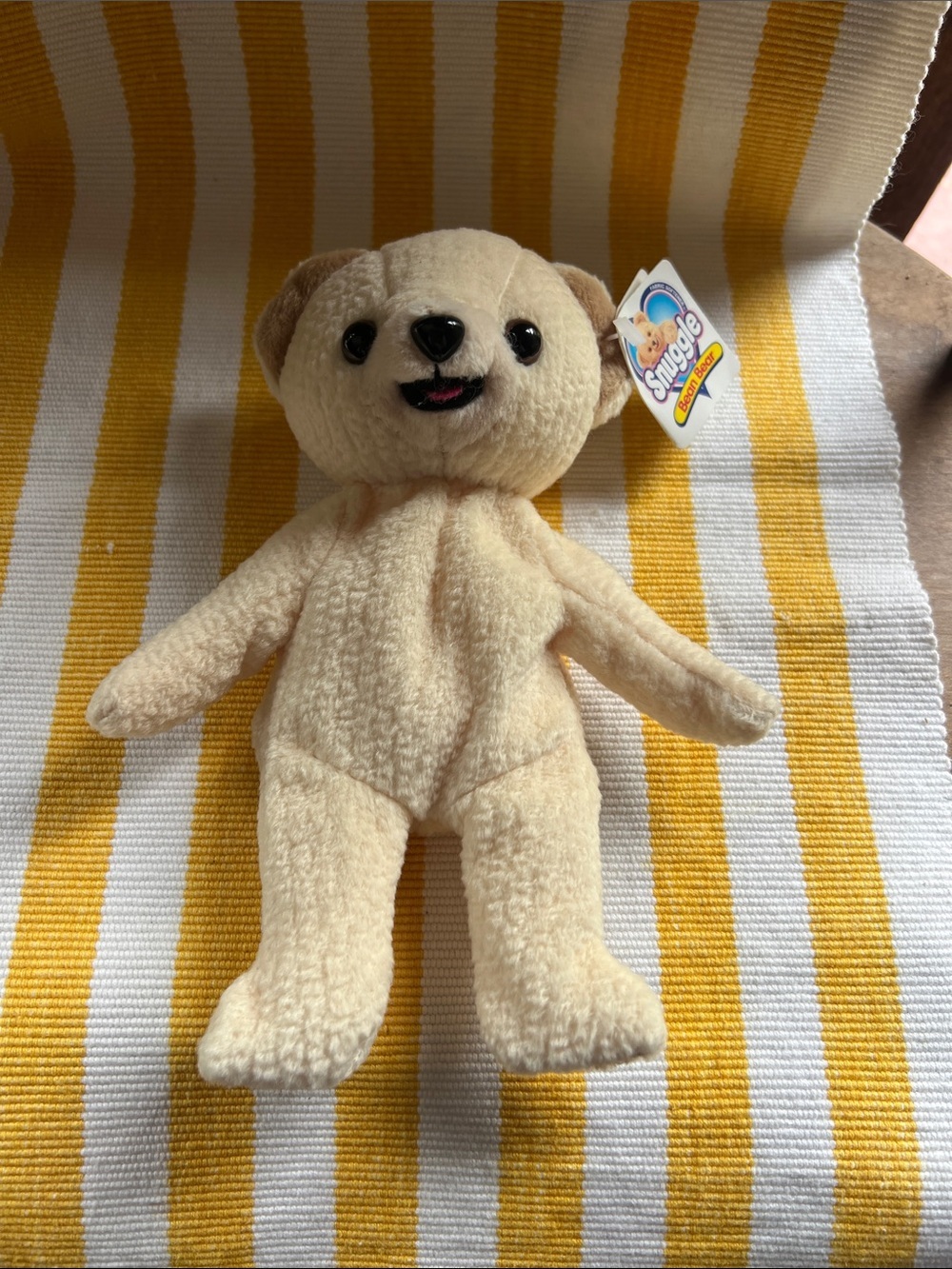 Snuggle Vintage 90's  Bean Bear Plush - Cream with Brown Ears